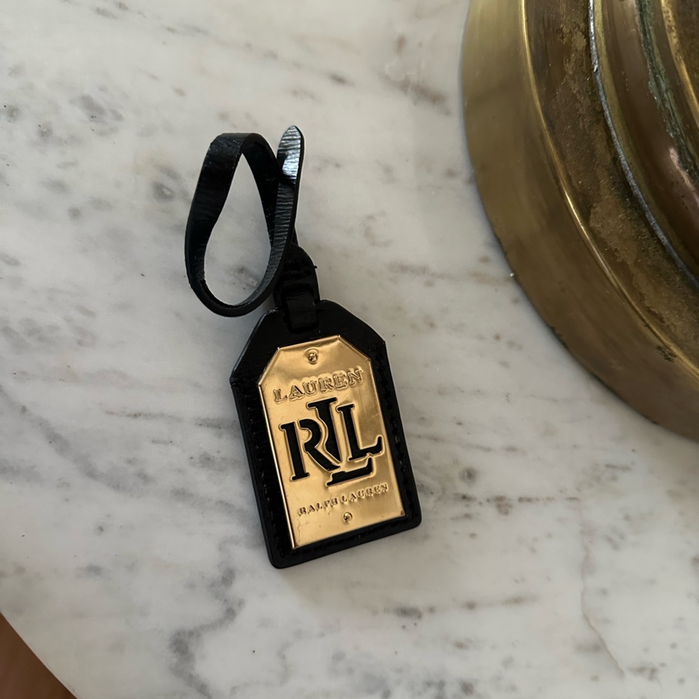 Ralph Lauren Black and Gold Bag Tag / Purse Tag